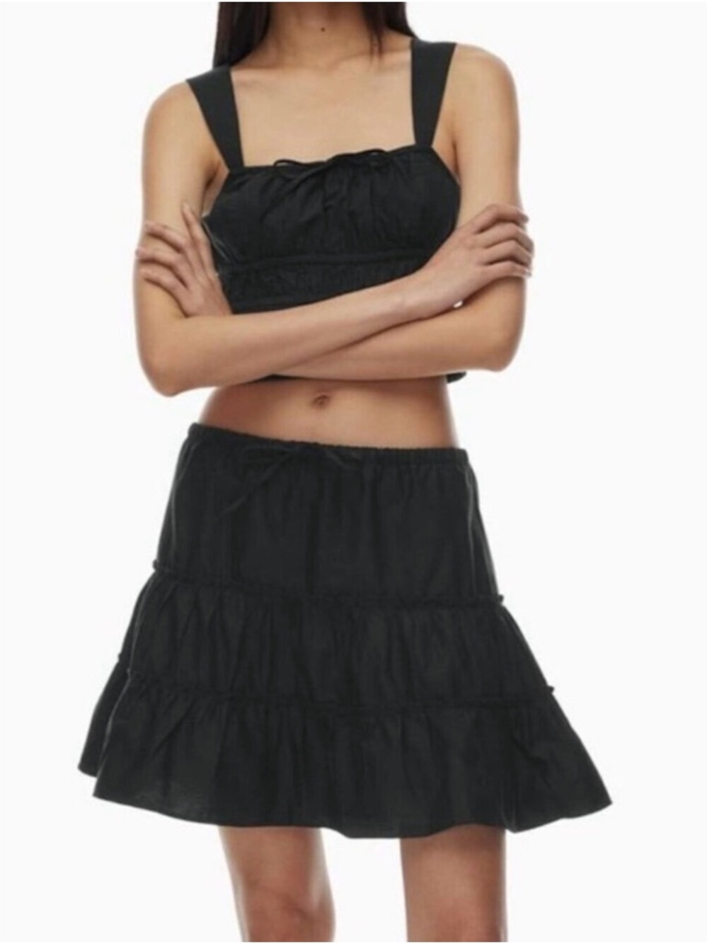 Sunday Best Black Tiered Mini Skirt
